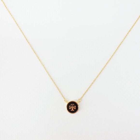 Tory Burch Jewelry - Tory Burch Kira Enamel Pendant Necklace Black OS